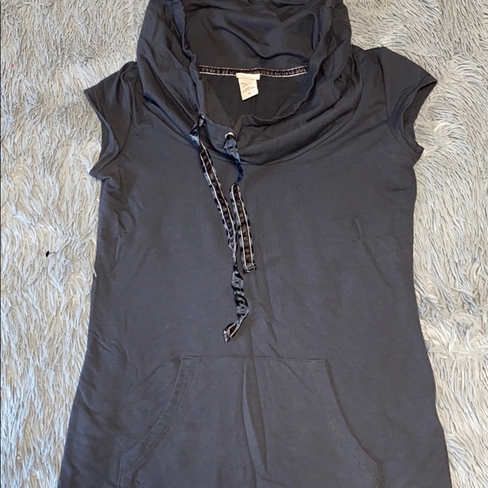 Small Gray sweatshirt w/ cowl neck.